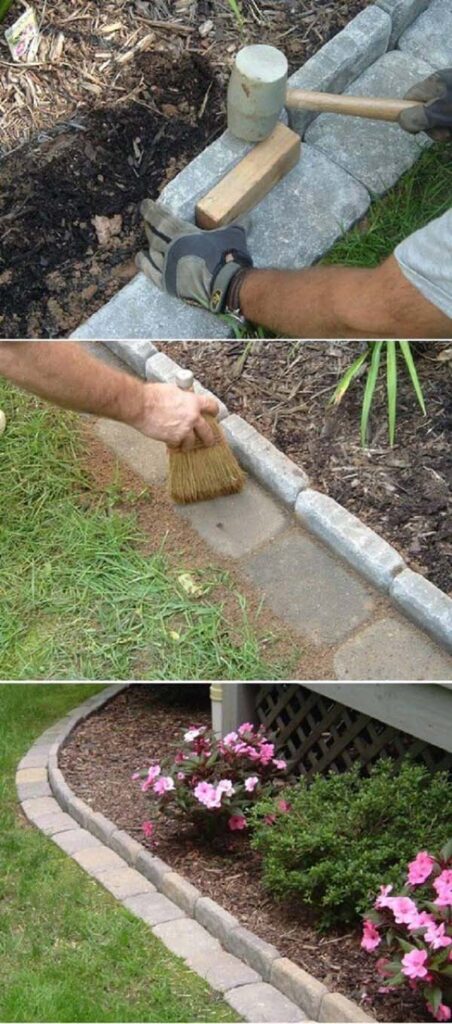 Garden Edging Ideas With Stone And, How To Install Landscape Edging Bricks